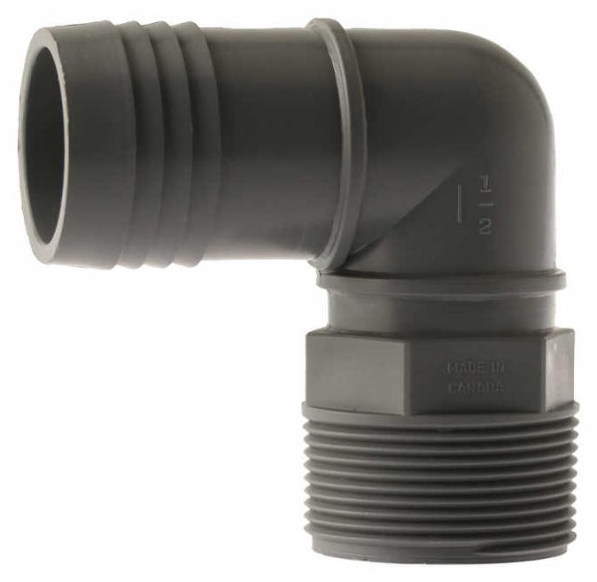 Polypropylene 90 Elbow - MPT x Insert